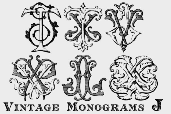 Vintage Monograms J Font